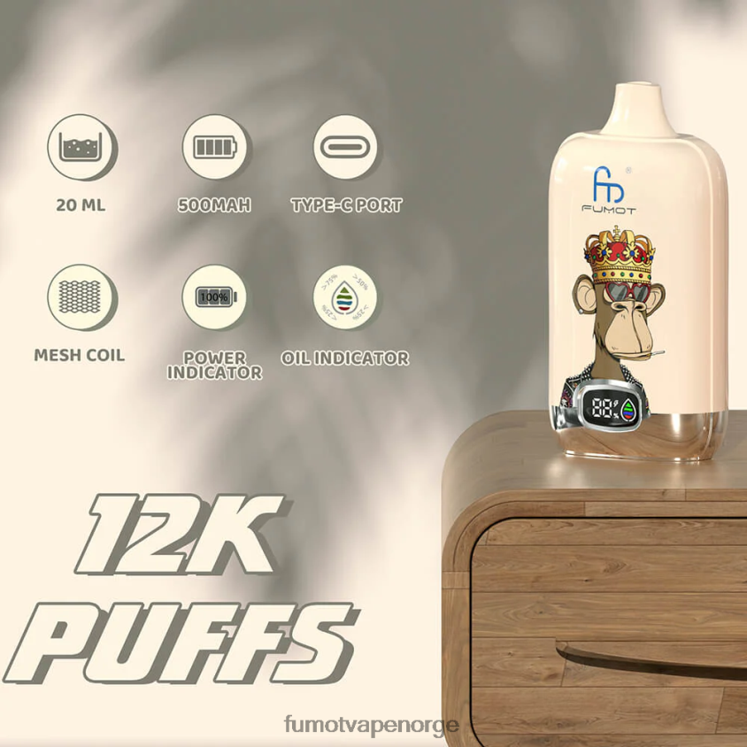 Fumot Flavours | Fumot Digital Box engangs vape pod 12000 - 20ml (1 stk) jordbær kiwi XH0864150