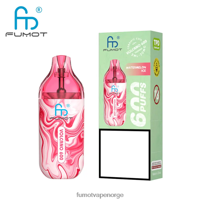 Fumot Flavours | Fumot Volcano 600 tpd-kompatibel engangsvape - 2ml (sett med 3 stk) jordbær vannmelon XH0864300