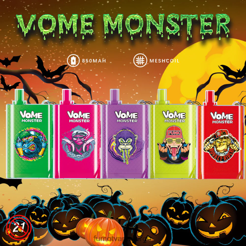 Fumot Flavours | Fumot Vome Monster 10000 engangs vape pod-enhet - 20ml (1 stk) kiwi pasjonsfrukt guava XH0864430