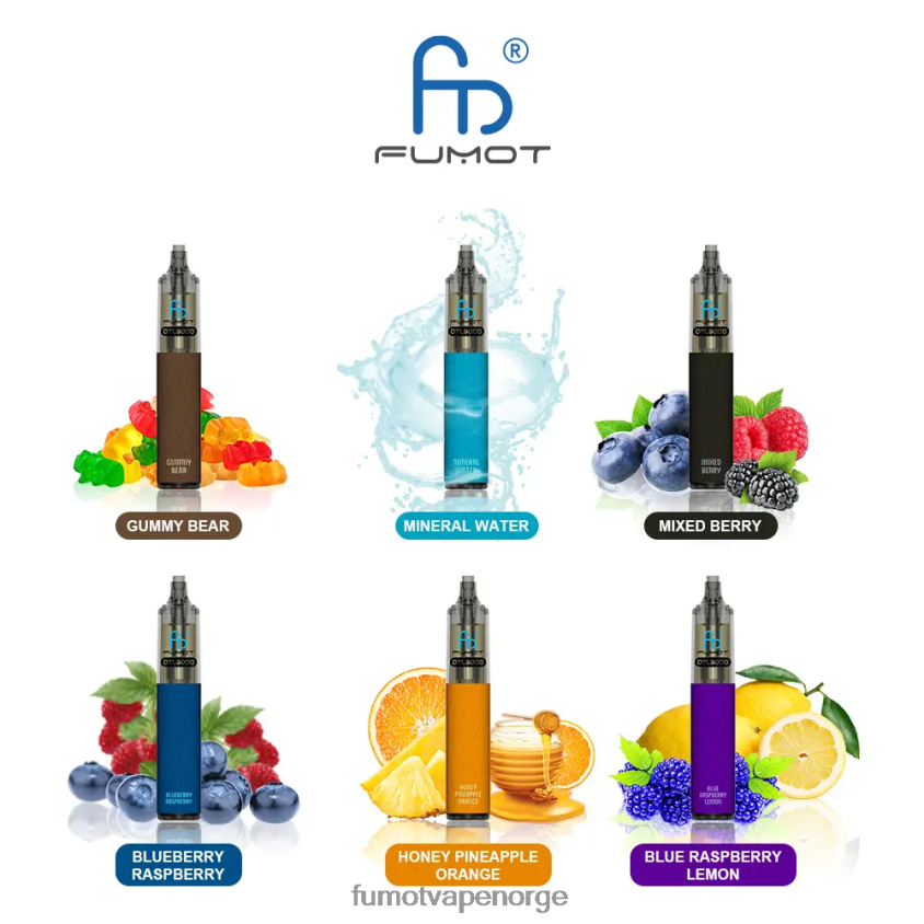 Fumot Flavours | Fumot DTL engangs vape penn 9000- 18ml (1 stk) blåbær bringebær XH0864370