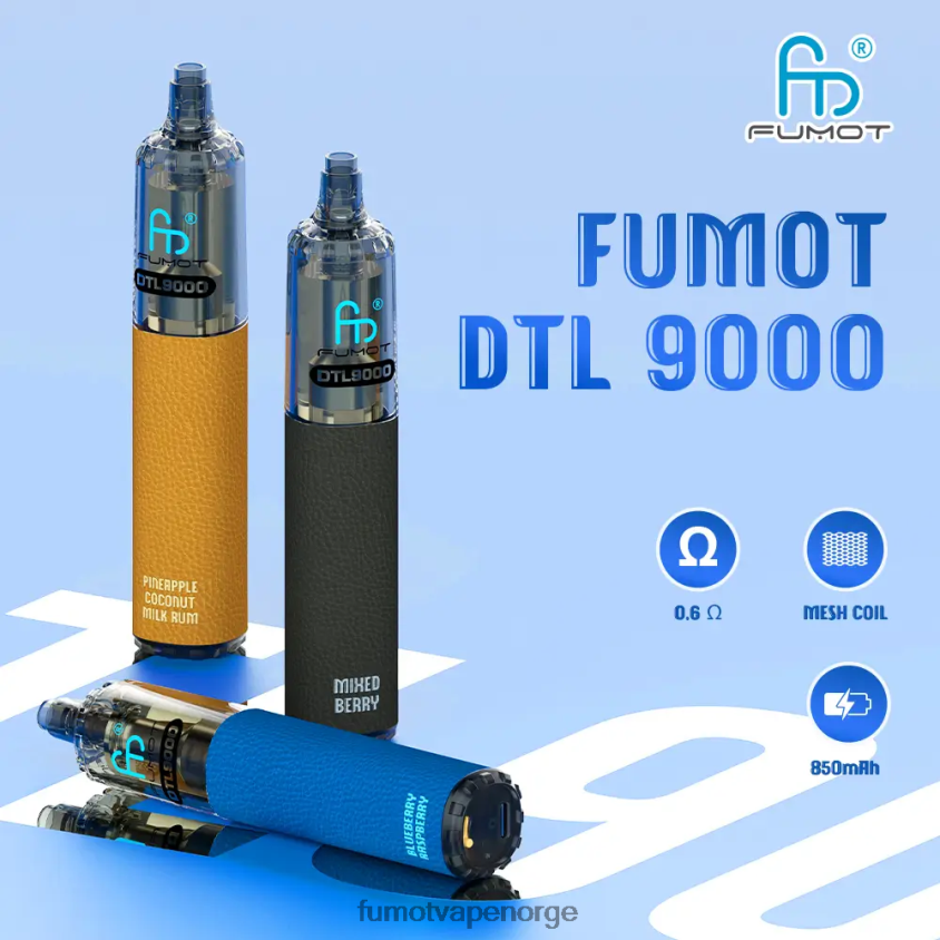 Fumot Flavours | Fumot DTL engangs vape penn 9000- 18ml (1 stk) blåbær bringebær XH0864370