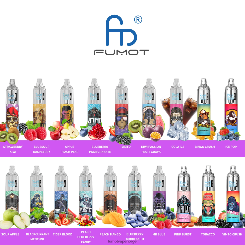 Fumot Flavours | Fumot Tornado 0 % 7000 14 ml engangs vapepenn (1 stk) kiwi pasjonsfrukt guava XH0864520