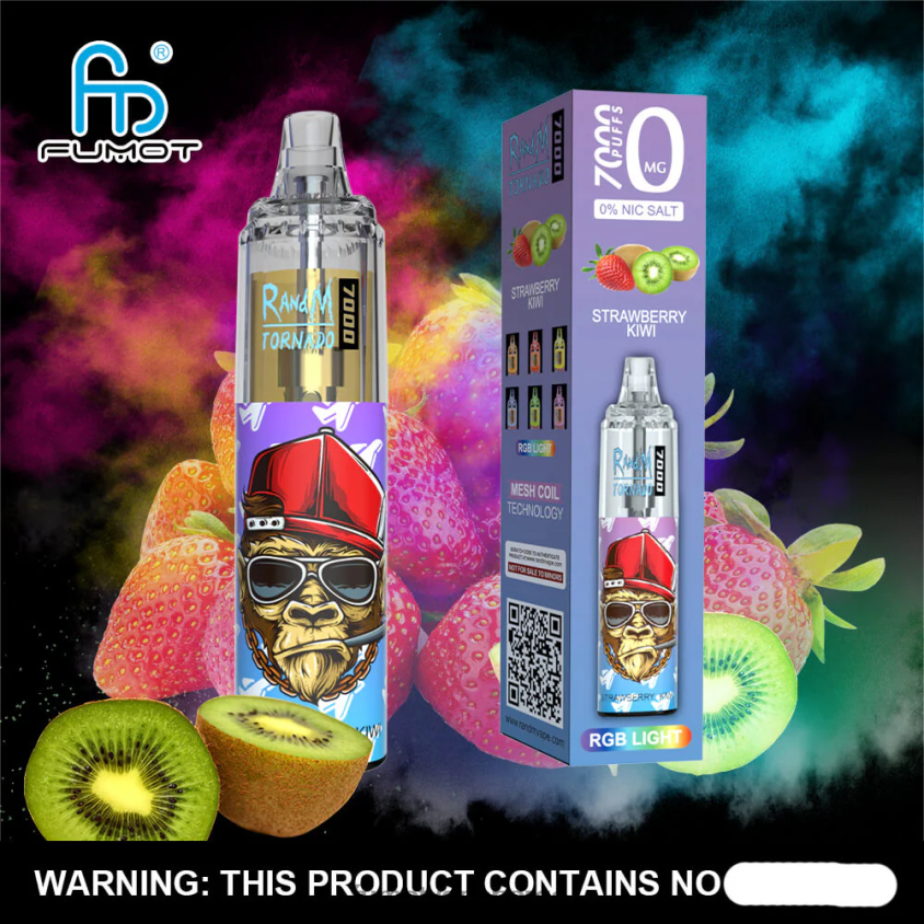 Fumot Flavours | Fumot Tornado 0 % 7000 14 ml engangs vapepenn (1 stk) kiwi pasjonsfrukt guava XH0864520