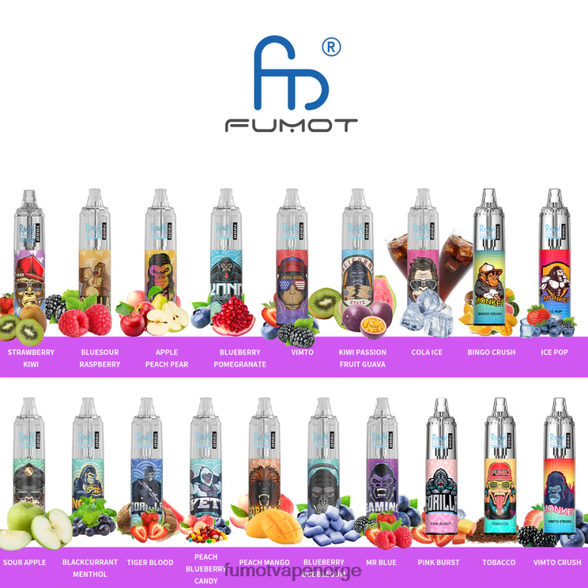 Fumot Flavours | Fumot Tornado 0 % 7000 14 ml engangs vapepenn (1 stk) kiwi pasjonsfrukt guava XH0864520