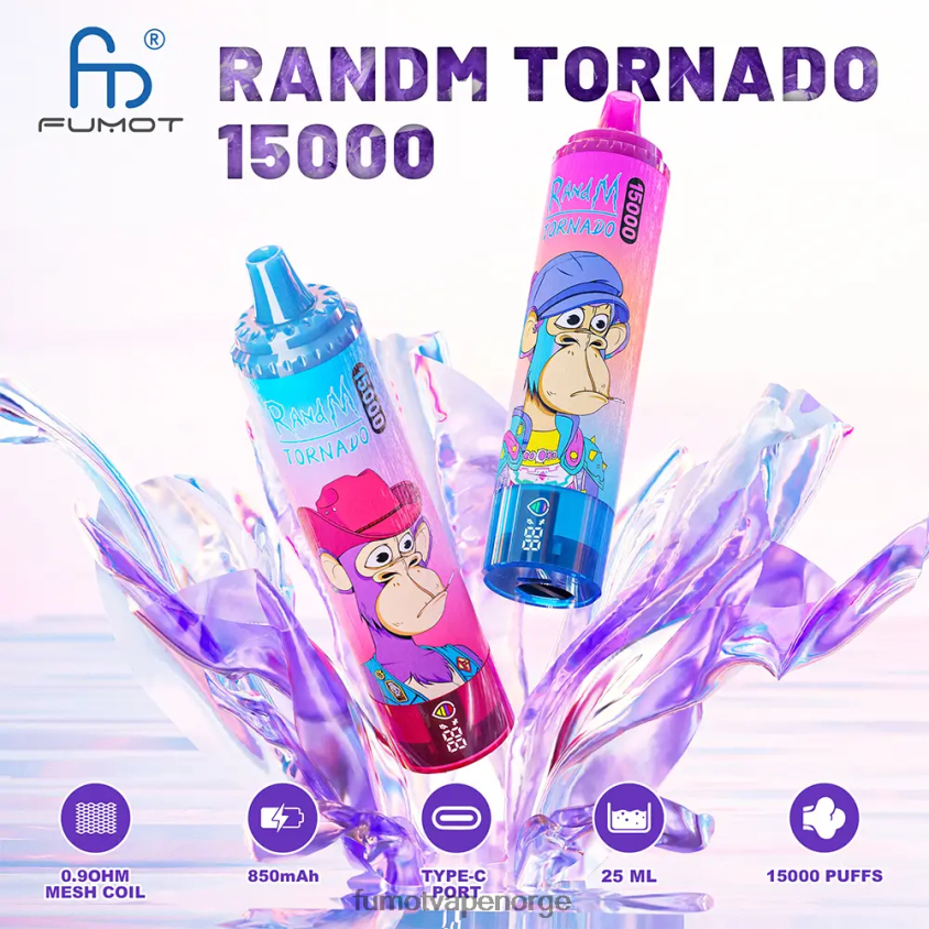 Fumot Flavours | Fumot Tornado 15000 engangsvape - 25ml (1 stk) rød energiis XH0864180