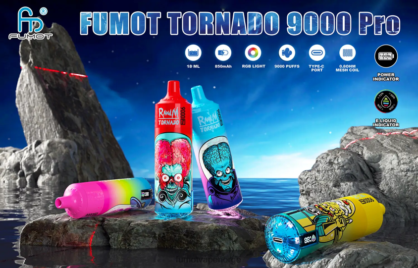 Fumot Flavours | Fumot Tornado 1 stk 9000 pro 18ml engangsvape halm mango XH0864230