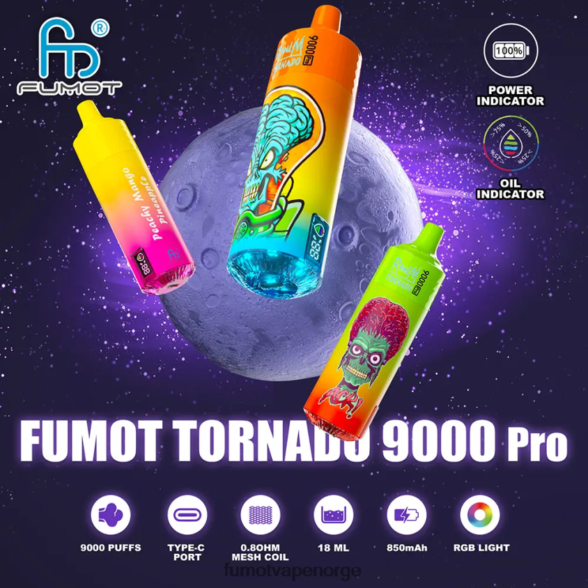 Fumot Flavours | Fumot Tornado 1 stk 9000 pro 18ml engangsvape halm mango XH0864230