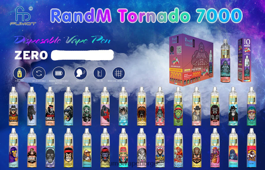 Fumot Flavours | Fumot Tornado 7000 engangs vape penn 0% - 14ml (1 stk) jordbærdrue XH0864540