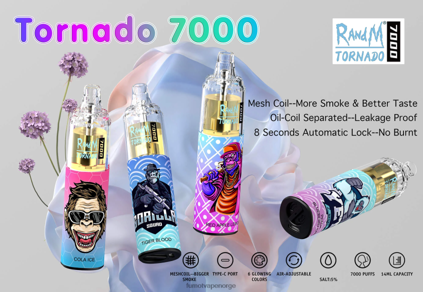 Fumot Flavours | Fumot Tornado 7000 engangs vape penn - 14ml (1 stk) kirsebær XH086470