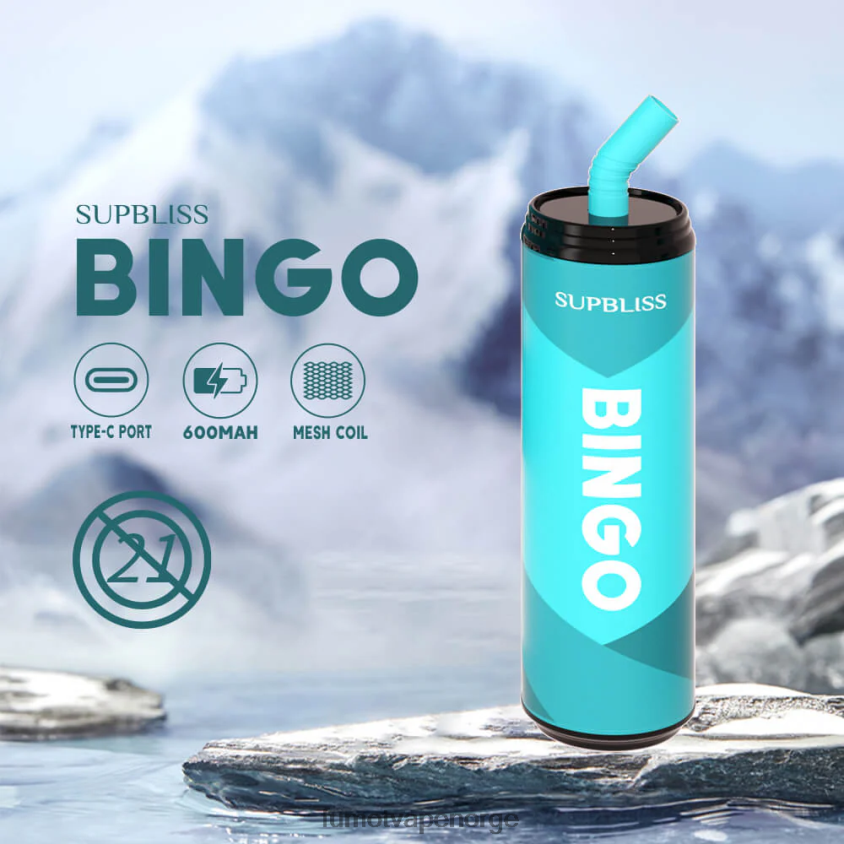 Fumot Norge | Fumot Supbliss Bingo 9000 engangs vape penn (1 stk) - 18ml frodig is XH0864471