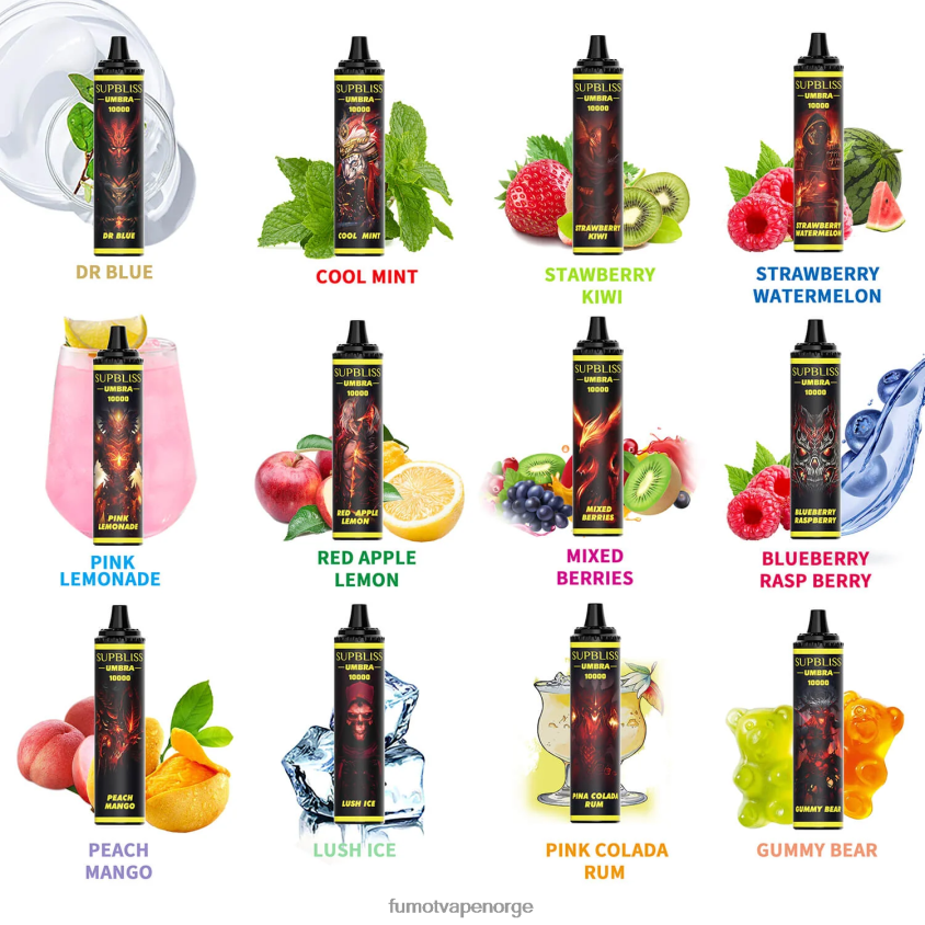 Fumot Vape Flavours | Fumot Supbliss Umbra 10000 (1 stk) engangs vape penn - 20ml blandede bær XH0864479