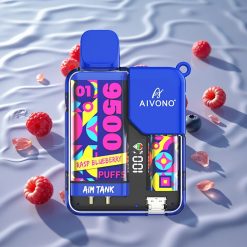 Aivono AIM-TANK 9500 Puffs Oppblåsbar E-sigarett Bringebær Blå med 18ml E-væske og LCD-skjerm